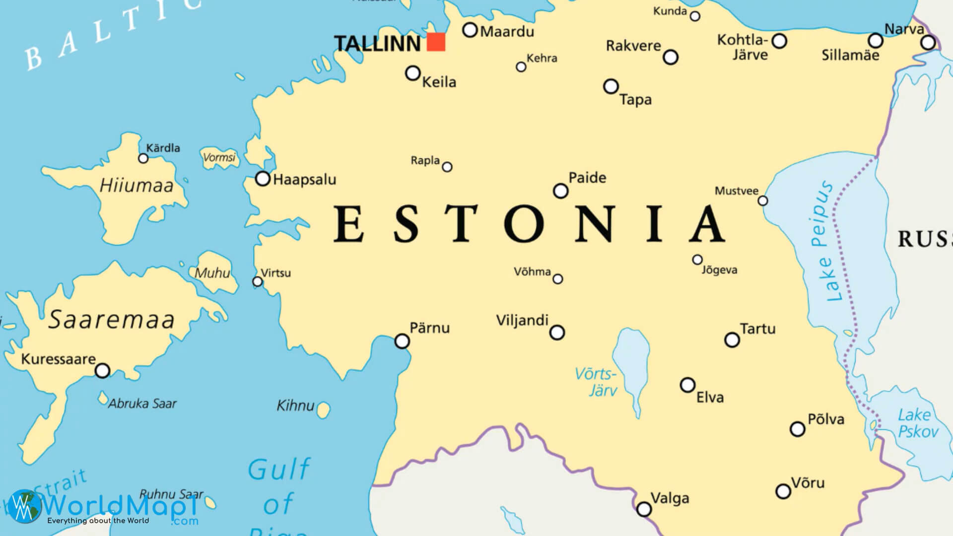 Estonia Major Cities Map
